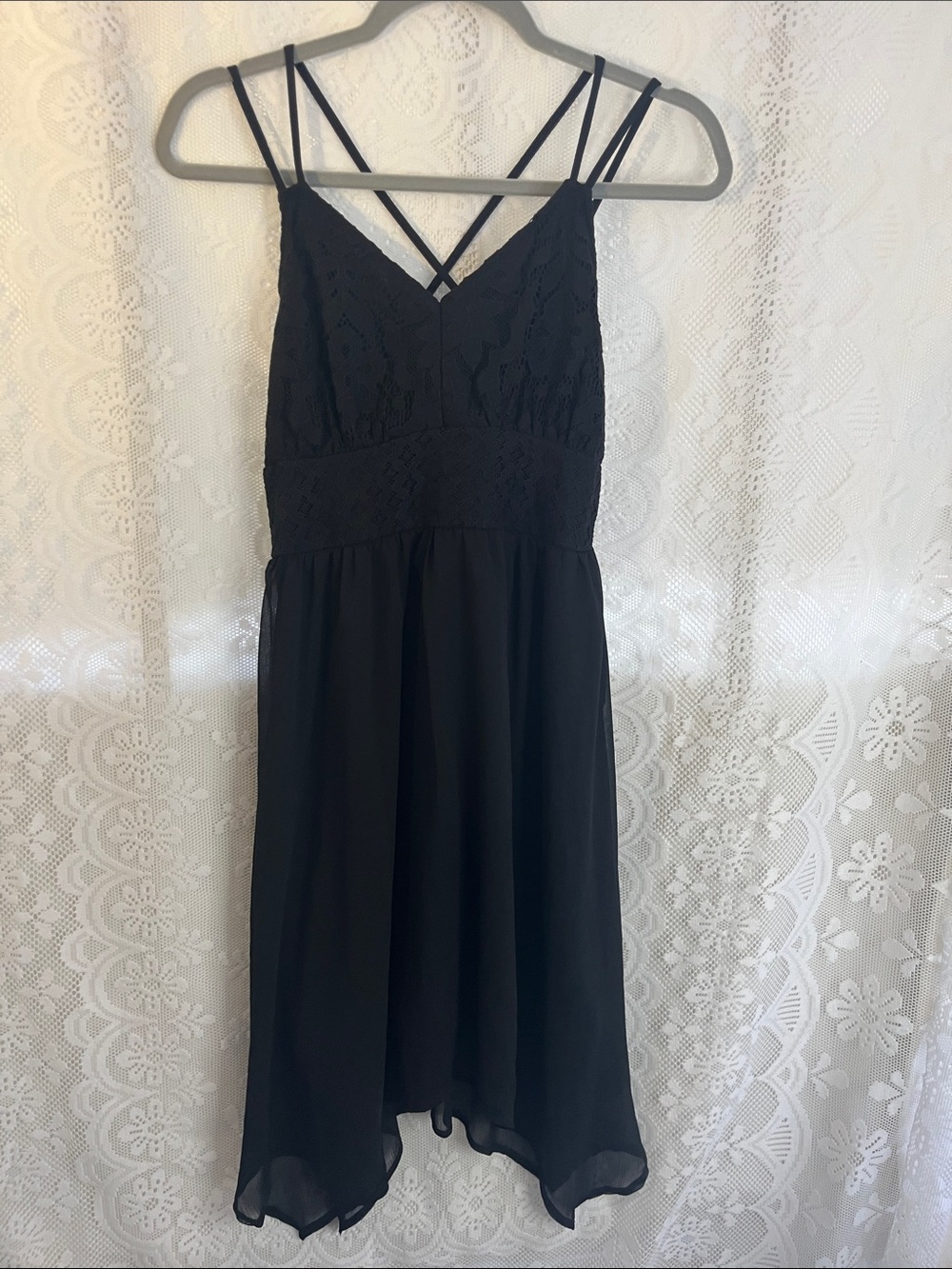 Maurices Black Lace Bodice Spaghetti Strap Dress S